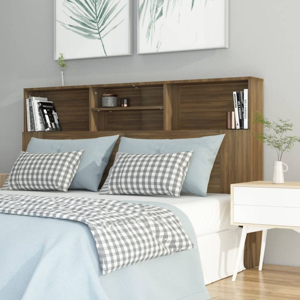 Vidaxl Čelo postele s policami, hnedý dub, 160x19x103,5 cm